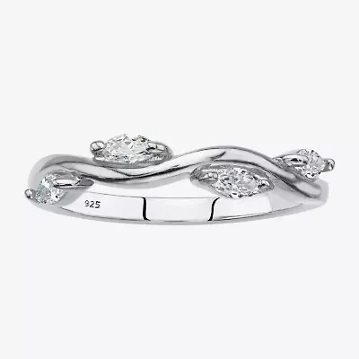 Diamonart Womens 2MM 3/8 CT. T.W. Cubic Zirconia Sterling Silver Diamond Band