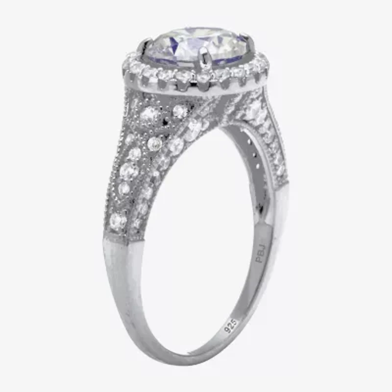 Diamonart Womens 2 3/4 CT. T.W. Cubic Zirconia Platinum Over Silver Round Engagement Ring