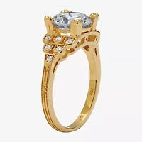 Diamonart Womens 3 CT. T.W. Cubic Zirconia 14K Gold Over Silver Round Engagement Ring