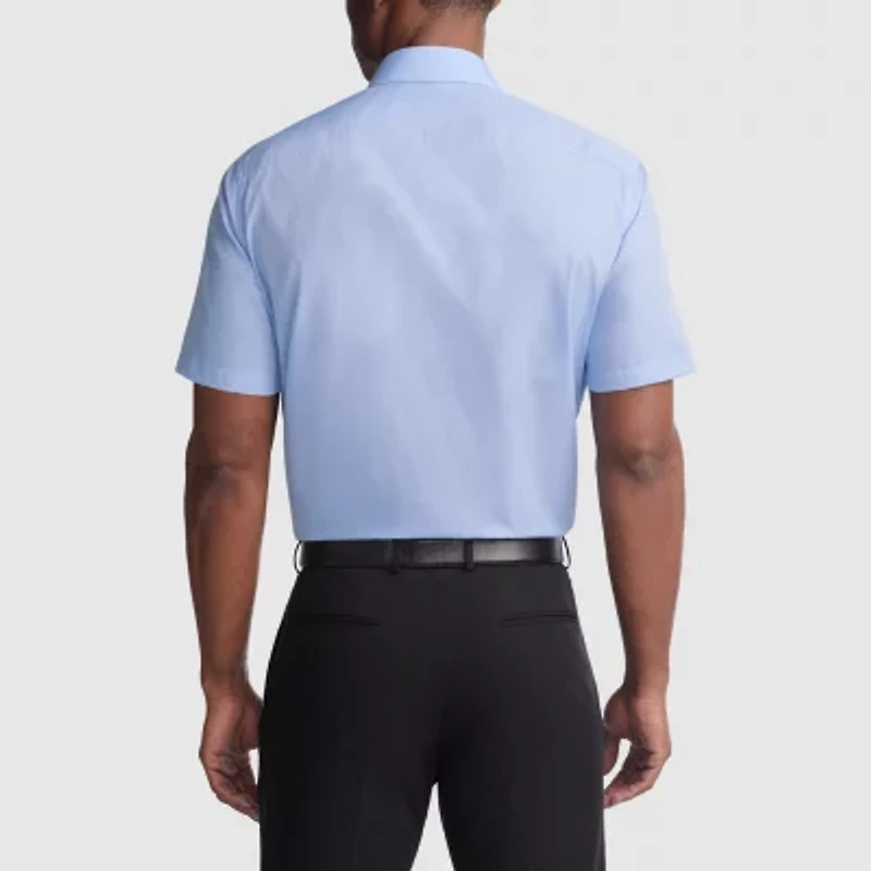 Van Heusen Poplin Mens Regular Fit Easy Care Wrinkle Free Short Sleeve Dress Shirt