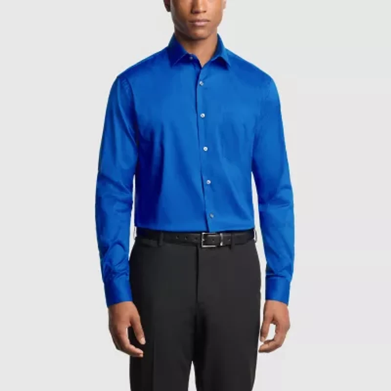 Van Heusen Everyday Defense Stain Shield Mens Regular Fit Stretch Fabric Wrinkle Free Long Sleeve Dress Shirt