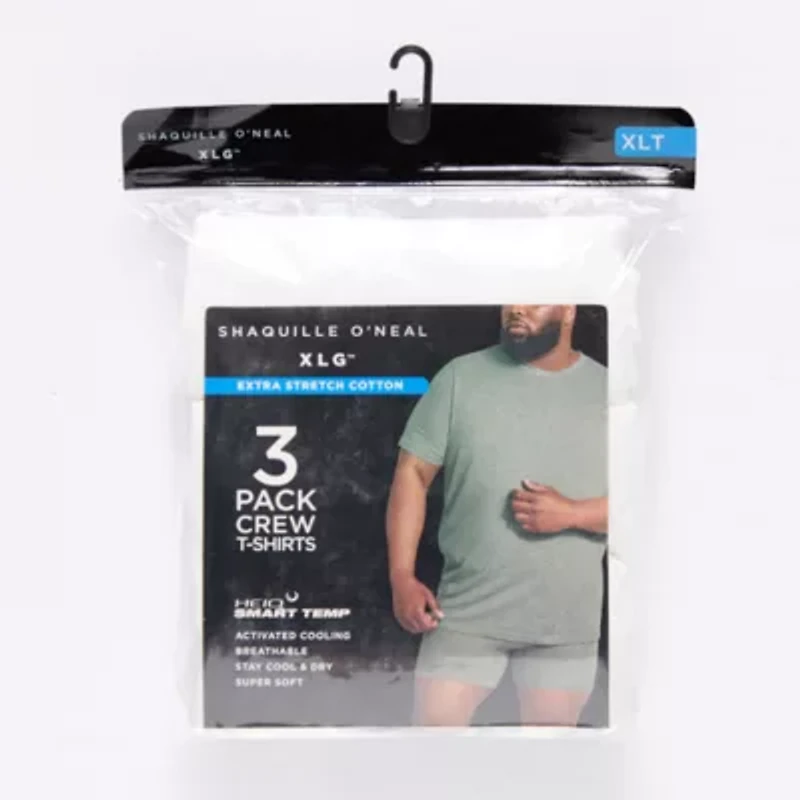 Shaquille O'Neal XLG™ Activated Cooling Mens 3 Pack Short Sleeve Crew Neck T-Shirt Tall