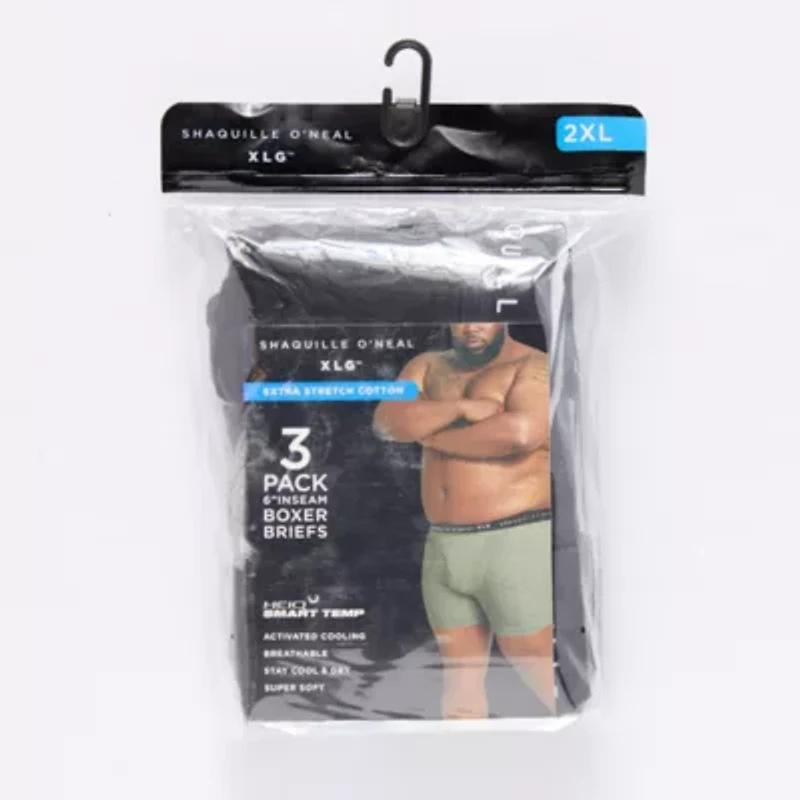 Shaquille O'Neal XLG Heiq Mens Big and Tall 3 Pack Boxer Briefs 346161