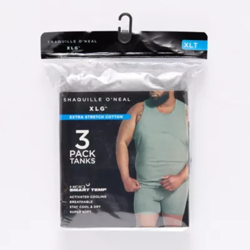 Shaquille O'Neal XLG Heiq Mens Crew Neck Sleeveless 3 Pack Tall Tank