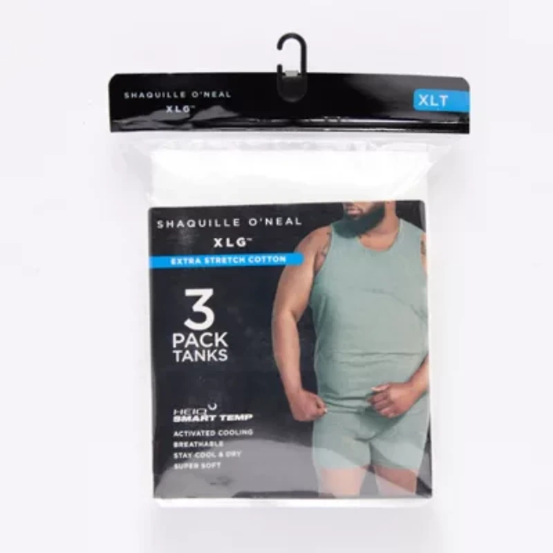 Shaquille O'Neal XLG™ Activated Cooling Mens Crew Neck Sleeveless 3 Pack Tall Tank