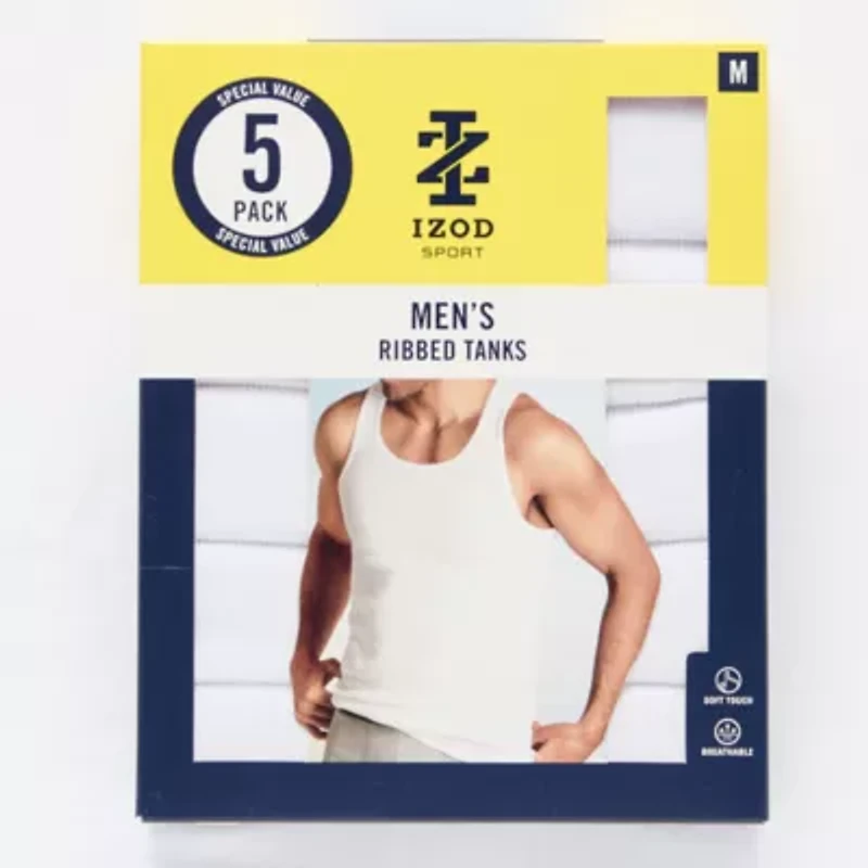 IZOD Mens Round Neck Sleeveless 5 Pack Tank