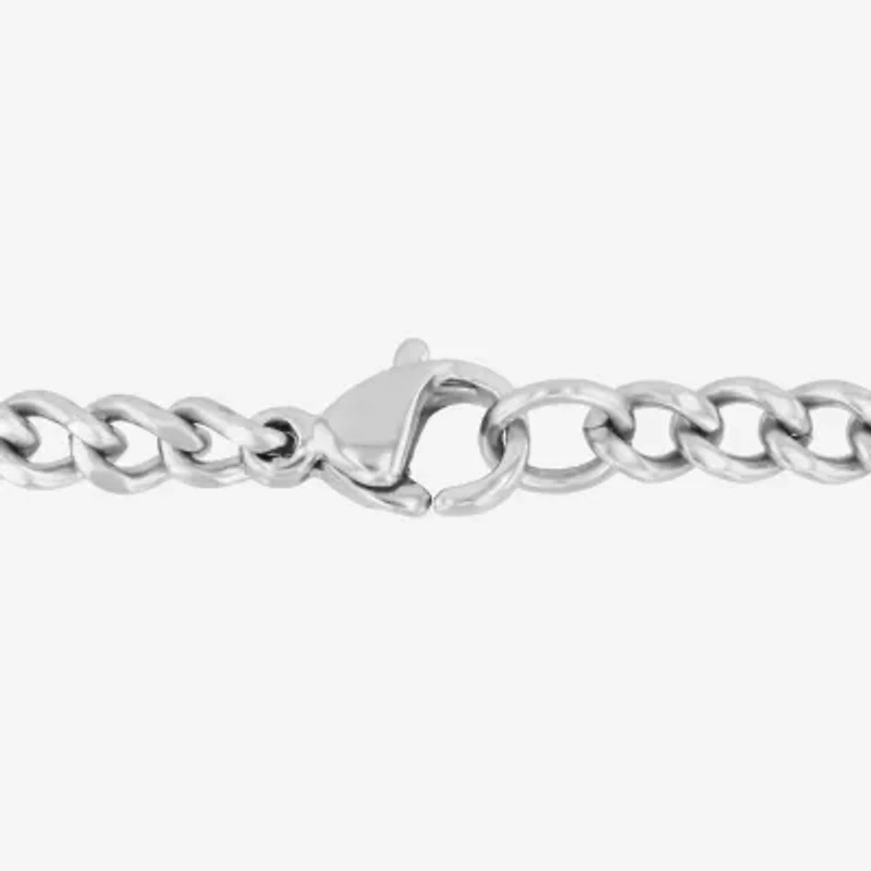 (G-H / I1) Mens 1/5 CT. Lab Grown White Diamond Stainless Steel Cross 24 Inch Pendant Necklace