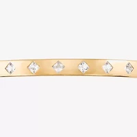 Womens White Sapphire 14K Gold Over Silver Cuff Bracelet