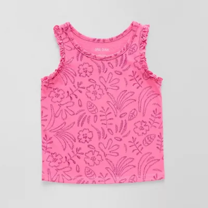 Okie Dokie Toddler & Little Girls Round Neck Sleeveless Tank Top