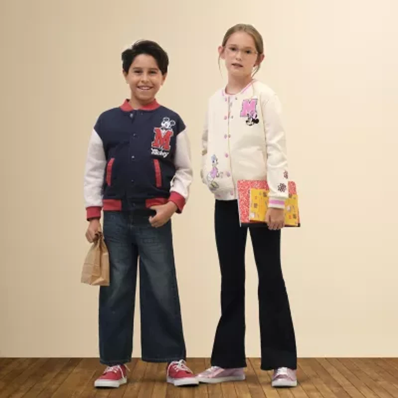 Disney Collection Little & Big Kid Boys Mickey Mouse Fleece Midweight Varsity Jacket