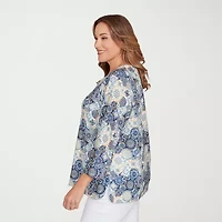 Hearts Of Palm Womens Round Neck 3/4 Sleeve Plus T-Shirt