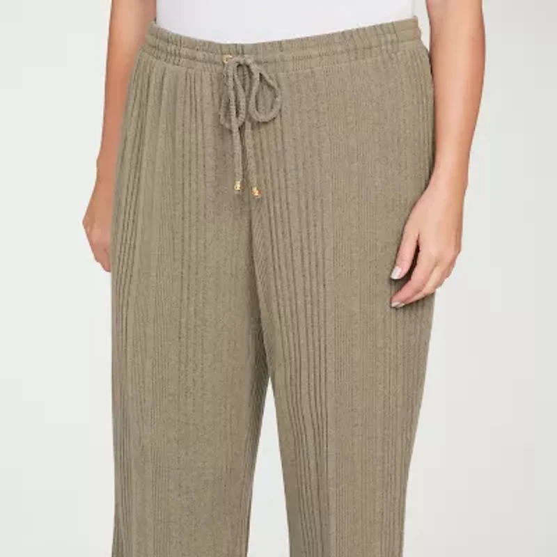 Hearts Of Palm Womens Straight Mid Rise Plus Pull-On Pant