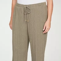 Hearts Of Palm Womens Straight Mid Rise Plus Pull-On Pant