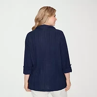 Hearts Of Palm Plus Womens 3/4 Sleeve Tunic Top