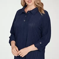 Hearts Of Palm Plus Womens 3/4 Sleeve Tunic Top
