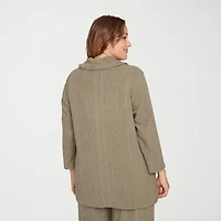 Hearts Of Palm Plus Womens Cowl Neck 3/4 Sleeve Tunic Top