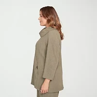 Hearts Of Palm Plus Womens Cowl Neck 3/4 Sleeve Tunic Top