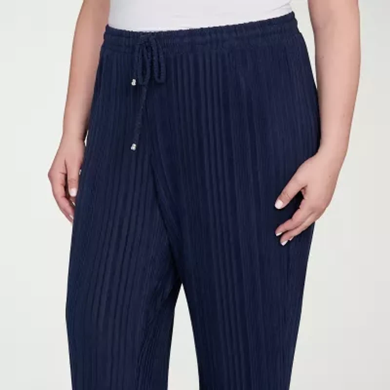 Hearts Of Palm Womens Straight Mid Rise Plus Pull-On Pant