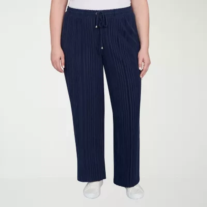 Hearts Of Palm Womens Straight Mid Rise Plus Pull-On Pant