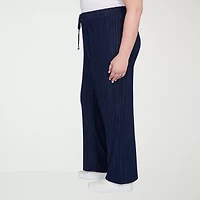 Hearts Of Palm Womens Straight Mid Rise Plus Pull-On Pant