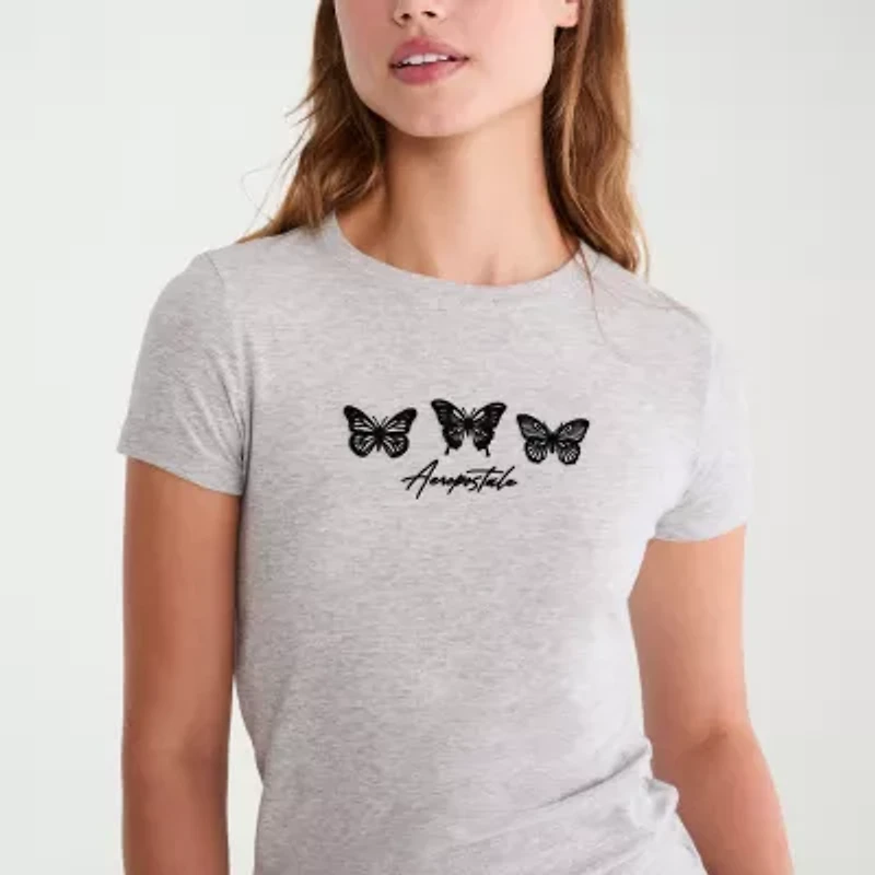 AEROPOSTALE Womens Round Neck Short Sleeve Regular Fit Juniors Graphic T-Shirt