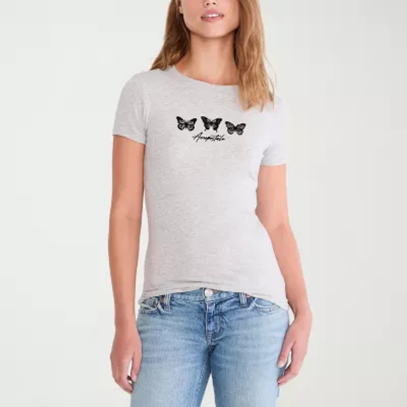 AEROPOSTALE Womens Round Neck Short Sleeve Regular Fit Juniors Graphic T-Shirt