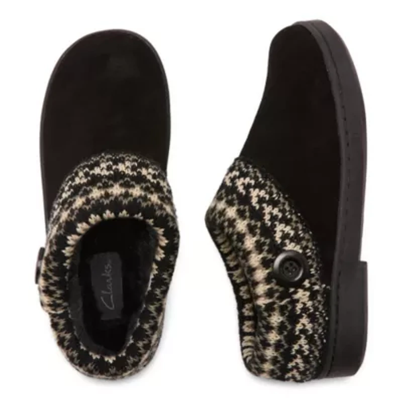 Clarks Suede Woven With Indoor/Outdoor Outsole Womens Clog Slippers