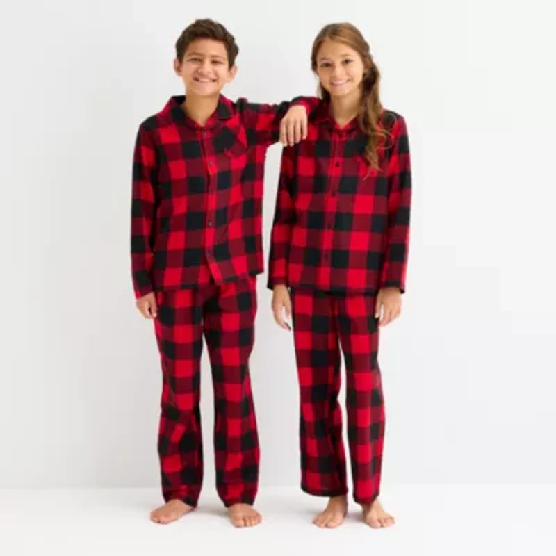 North Pole Trading Co. Big Kid Unisex Flannel Long Sleeve 2-pc. Matching Family Pajama Sets
