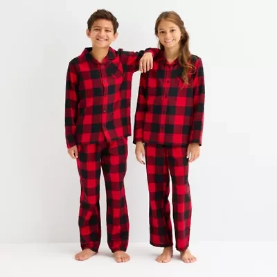 North Pole Trading Co. Big Kid Unisex Flannel Long Sleeve 2-pc. Matching Family Pajama Sets