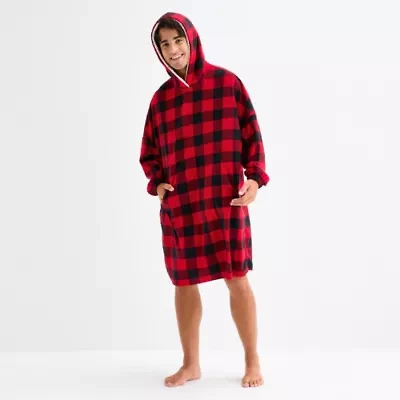 North Pole Trading Co. Moose Buffalo Check Unisex Adult Long Sleeve Fleece Hoodie