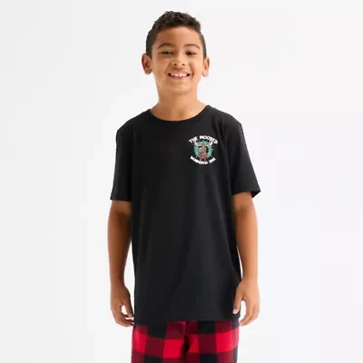 North Pole Trading Co. Moose Buffalo Little & Big Kid Unisex Crew Neck Short Sleeve Matching Family Pajama Top