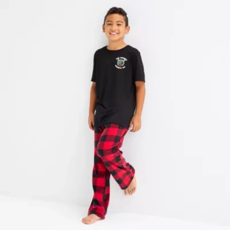North Pole Trading Co. Moose Buffalo Big Kid Unisex Crew Neck Short Sleeve Matching Family Pajama Top