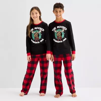 North Pole Trading Co. Moose Buffalo Big Kid Unisex Crew Neck Long Sleeve 2-pc. Matching Family Pajama Sets