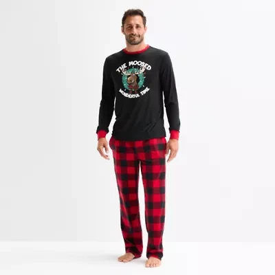 North Pole Trading Co. Moose Buffalo Mens Crew Neck Long Sleeve 2-pc. Matching Family Pajama Sets