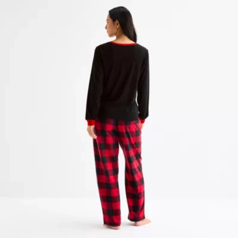 North Pole Trading Co. Moose Buffalo Womens Crew Neck Long Sleeve 2-pc. Matching Family Pajama Sets