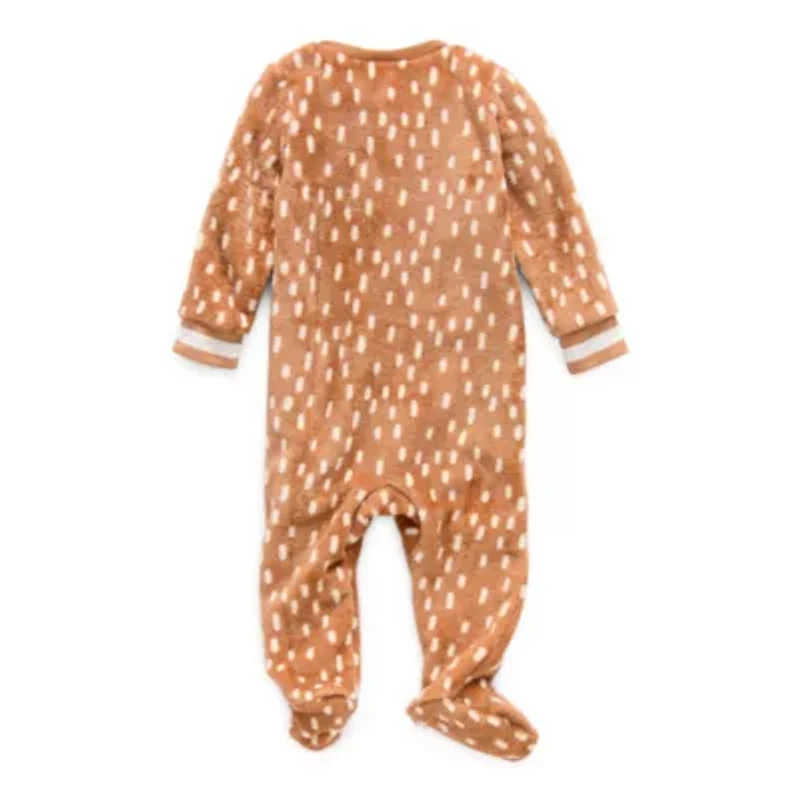 North Pole Trading Co. Reindeer Baby Unisex Plush Crew Neck Long Sleeve Matching Family Footed Pajamas