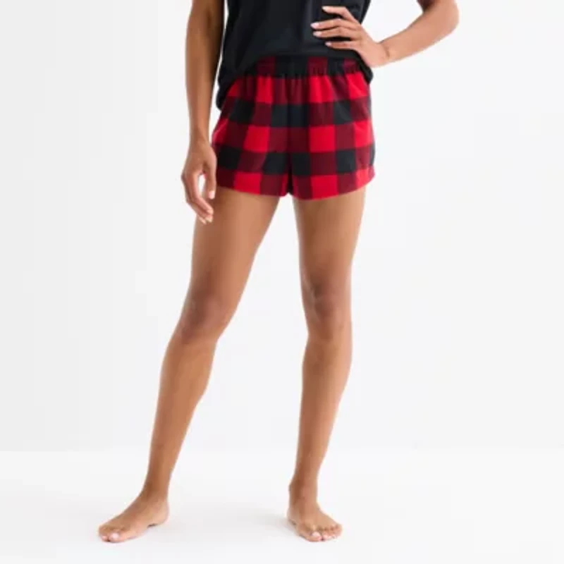 North Pole Trading Co. Moose Buffalo Check Womens Microfleece Matching Family Pajama Shorts