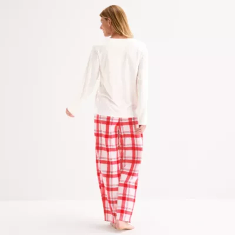 North Pole Trading Co. Happy Holidays Womens Crew Neck Long Sleeve 2-pc. Matching Family Pajama Sets