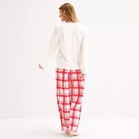 North Pole Trading Co. Happy Holidays Womens Crew Neck Long Sleeve 2-pc. Matching Family Pajama Sets