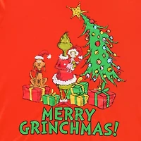 Womens Grinch Microfleece Crew Neck Long Sleeve 2-pc. Pajama Sets
