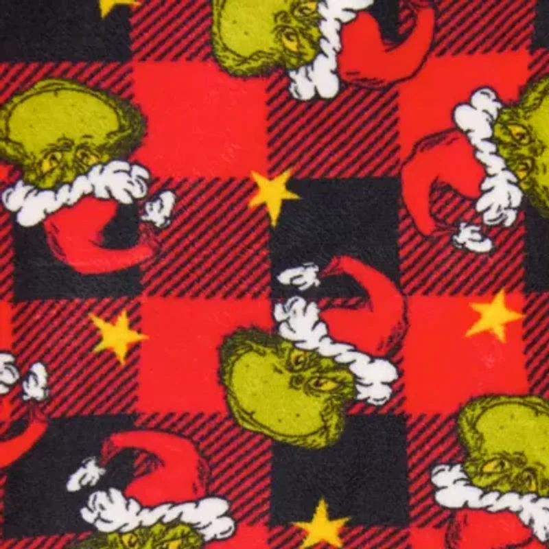 Womens Grinch Microfleece Crew Neck Long Sleeve 2-pc. Pajama Sets