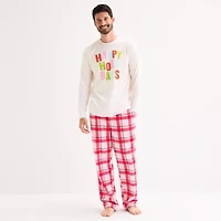 North Pole Trading Co. Happy Holidays Mens Crew Neck Long Sleeve 2-pc. Matching Family Pajama Sets