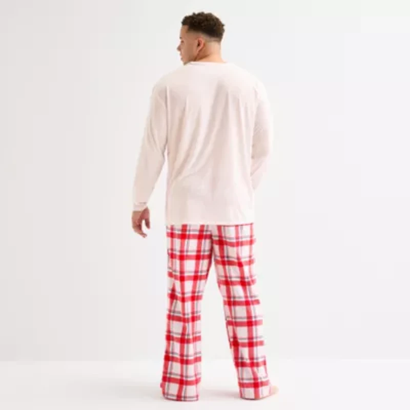 North Pole Trading Co. Happy Holidays Mens Crew Neck Long Sleeve 2-pc. Matching Family Big Pajama Sets