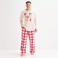 North Pole Trading Co. Happy Holidays Mens Crew Neck Long Sleeve 2-pc. Matching Family Big Pajama Sets