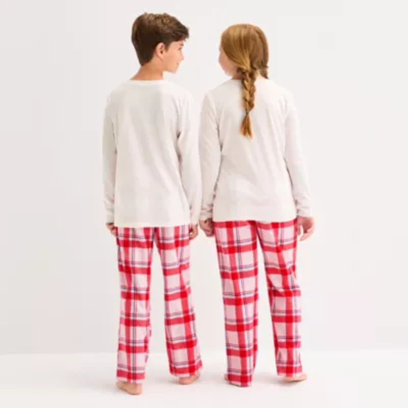 North Pole Trading Co. Happy Holidays Big Kid Unisex Crew Neck Long Sleeve 2-pc. Matching Family Pajama Sets