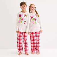 North Pole Trading Co. Happy Holidays Big Kid Unisex Crew Neck Long Sleeve 2-pc. Matching Family Pajama Sets