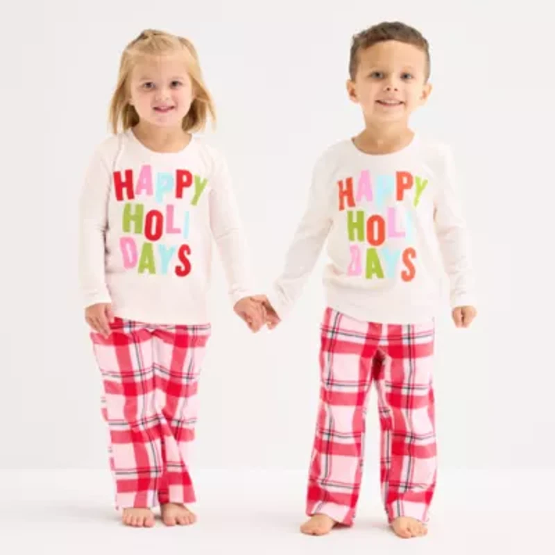 North Pole Trading Co. Happy Holidays Toddler Unisex Crew Neck Long Sleeve 2-pc. Matching Family Pajama Sets
