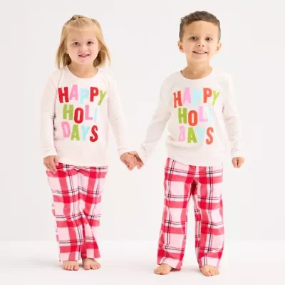 North Pole Trading Co. Happy Holidays Toddler Unisex Crew Neck Long Sleeve 2-pc. Matching Family Pajama Sets