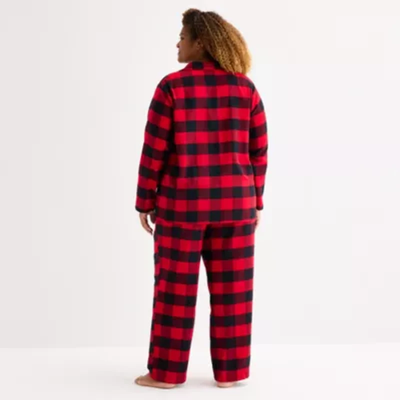 North Pole Trading Co. Buffalo Check Womens Long Sleeve Matching Family Plus Pajama Sets