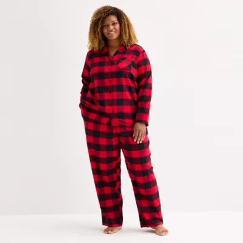 North Pole Trading Co. Buffalo Check Womens Long Sleeve Matching Family Plus Pajama Sets